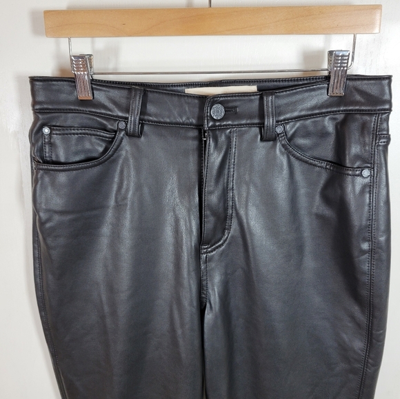 Soft Surroundings Black Vegan Leather High Rise Pants Size 10 - Picture 3 of 9